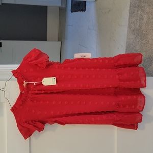 Jodifl Swiss Dot Ruffle Sleeve Top